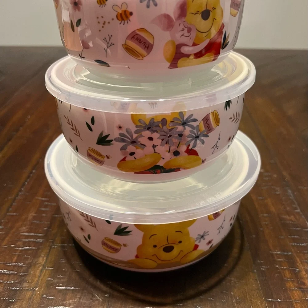 Disney Winnie the Pooh Honey Pot Flowers Bowls with Pressure Release Lids